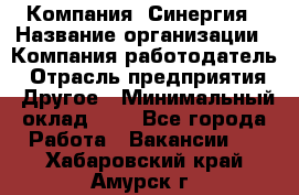 Компания «Синергия › Название организации ­ Компания-работодатель › Отрасль предприятия ­ Другое › Минимальный оклад ­ 1 - Все города Работа » Вакансии   . Хабаровский край,Амурск г.